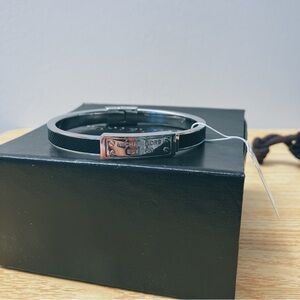 Michael Kors Logo Bangle Leather Stainless Steel